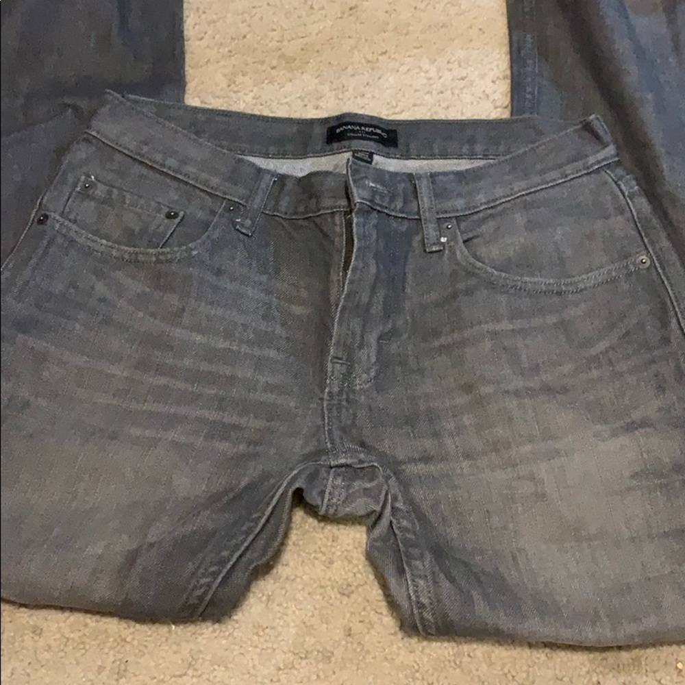 Gray blue jeans
